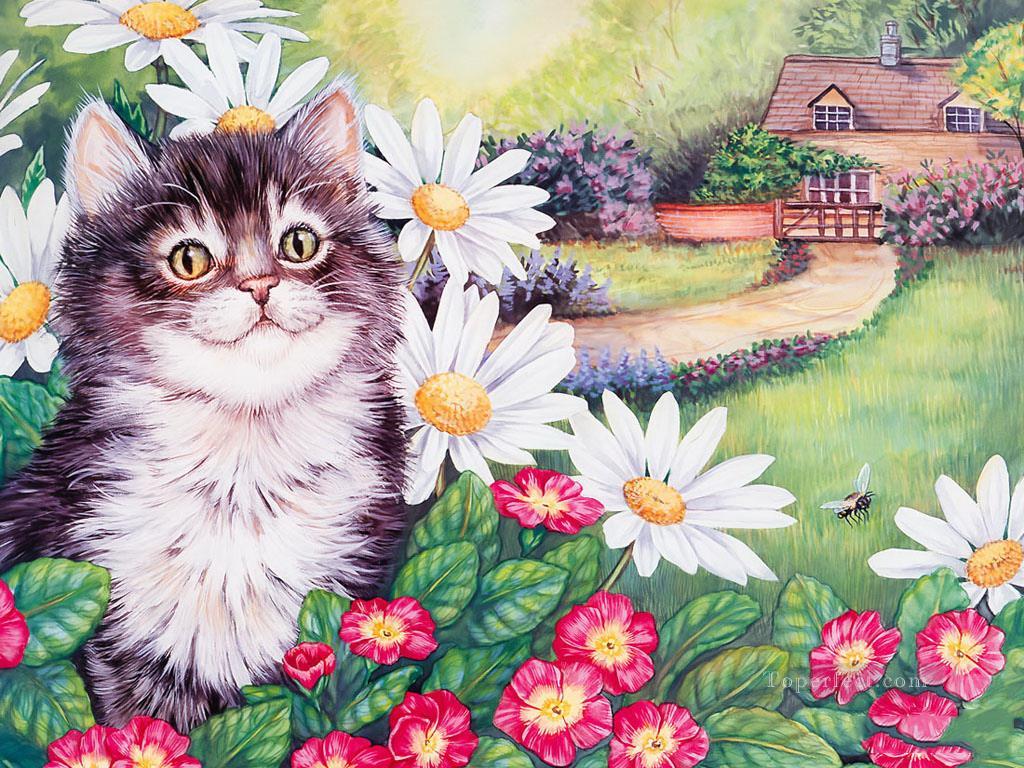 Chat de printemps Maday Jane Peintures à l'huile